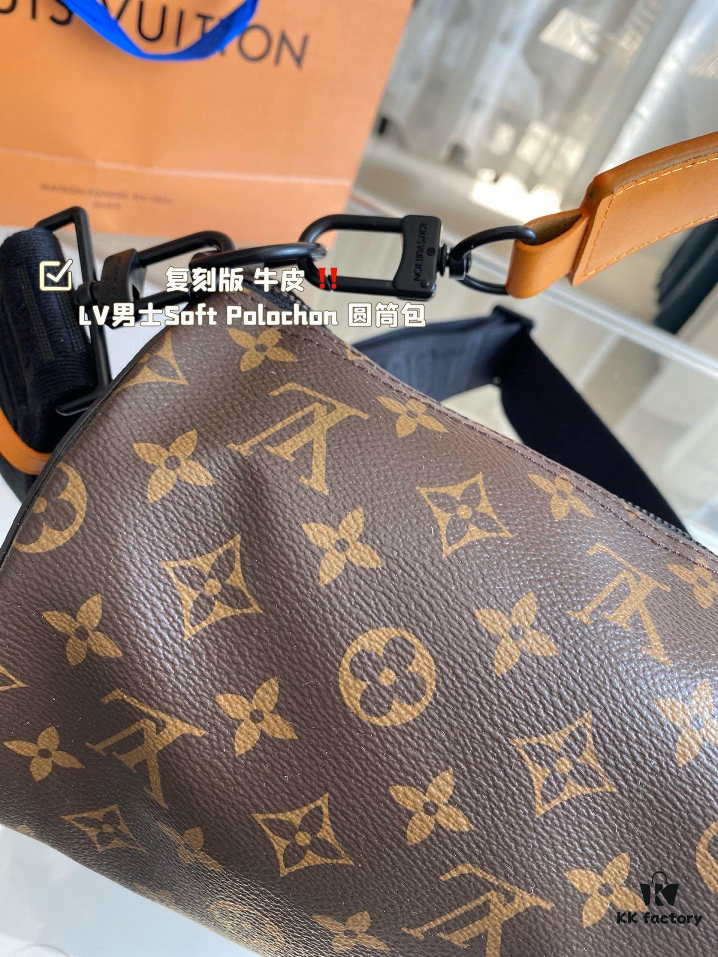 Replica Cowhide LV Men's Soft Polochon Cylindrical Bag