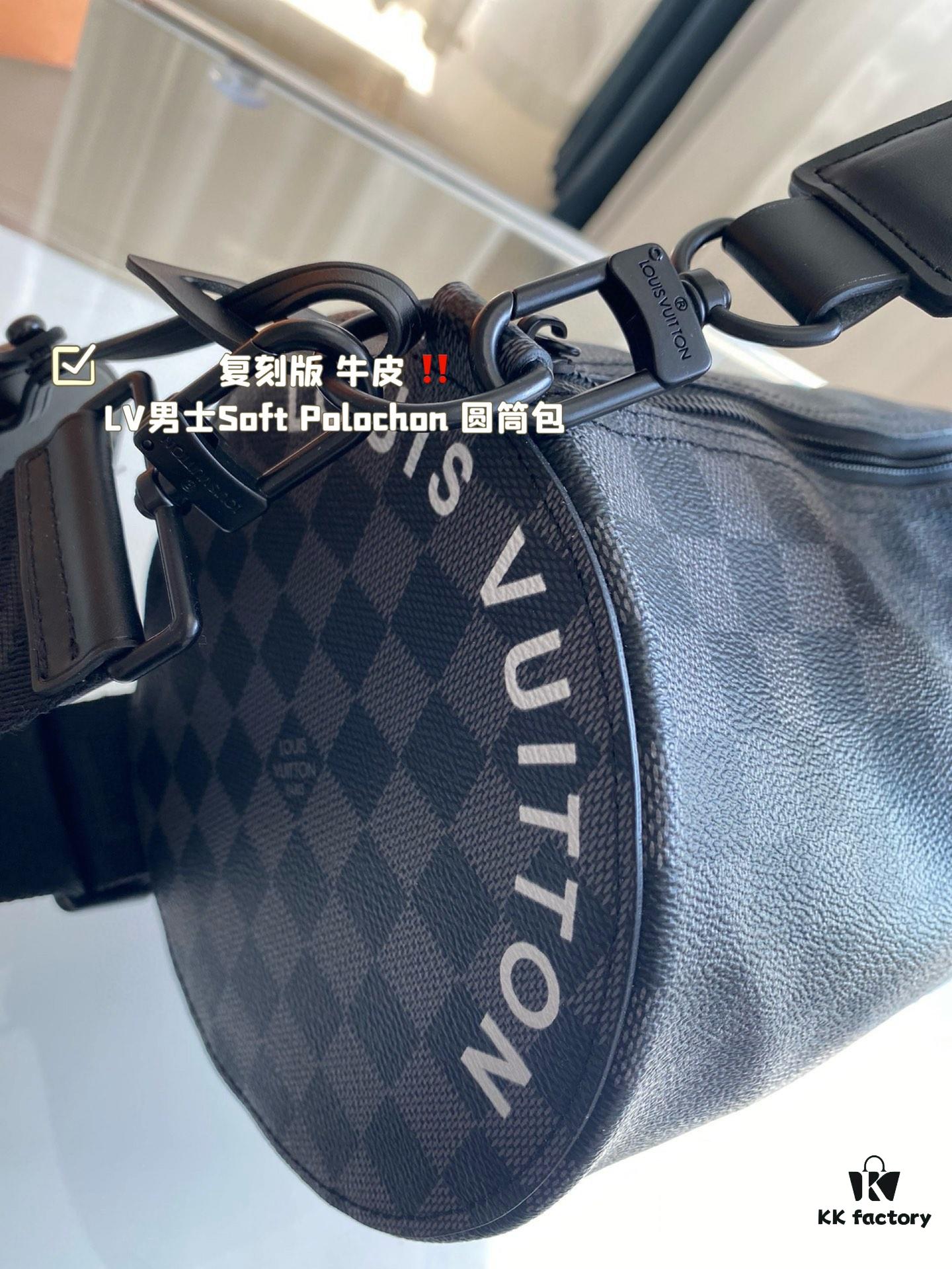 Replica Cowhide LV Men's Soft Polochon Cylindrical Bag