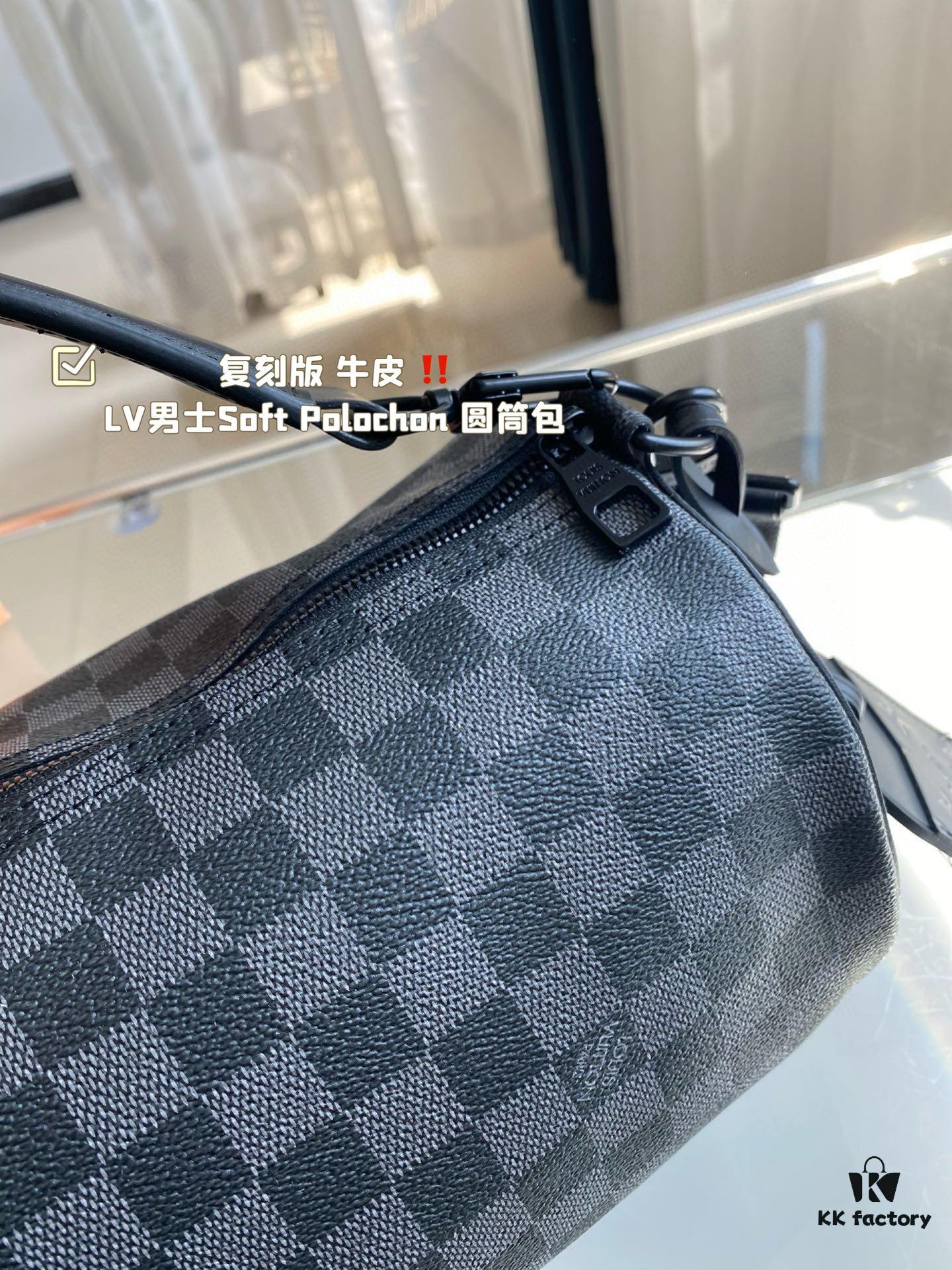 Replica Cowhide LV Men's Soft Polochon Cylindrical Bag