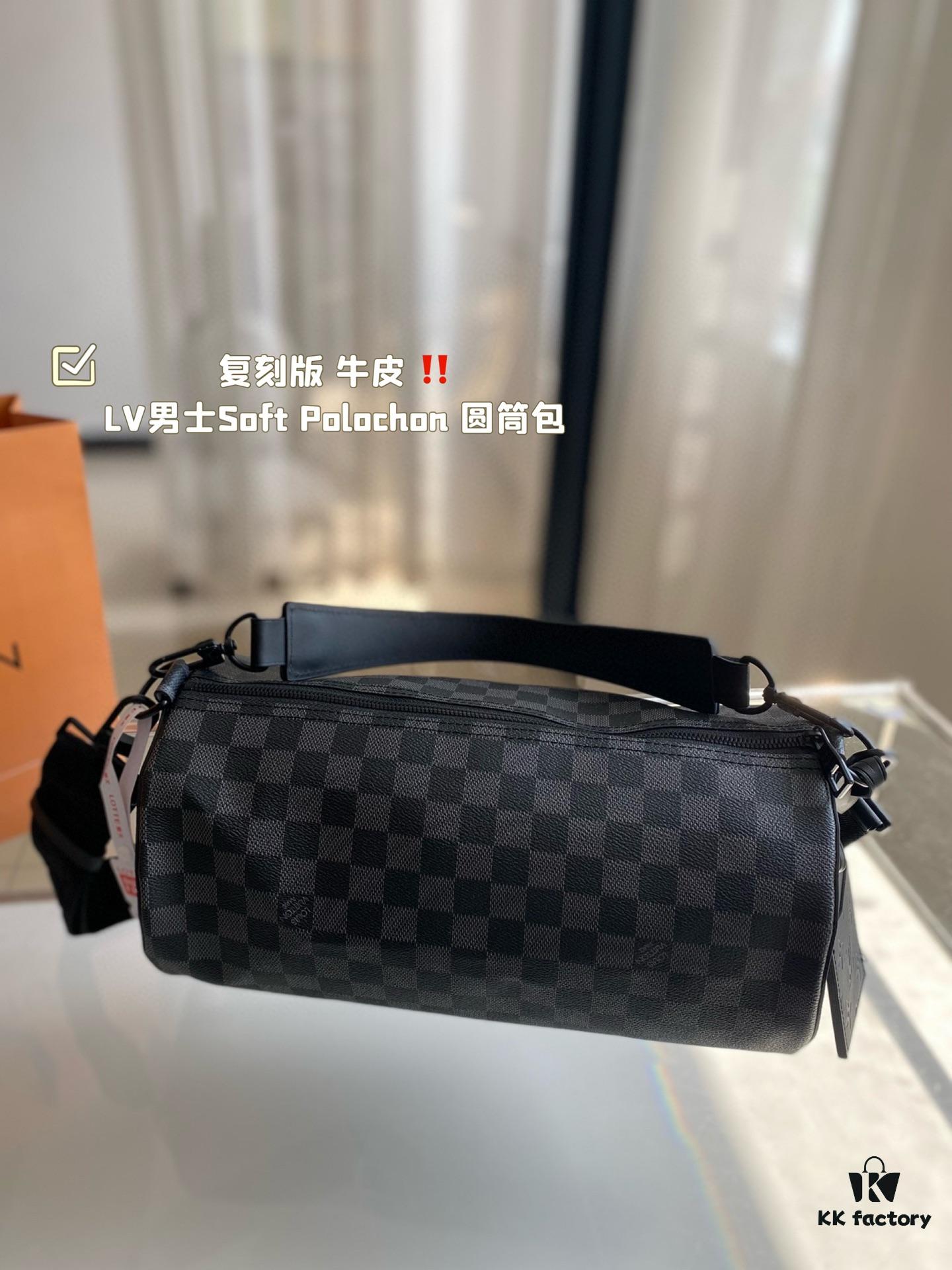 Replica Cowhide LV Men's Soft Polochon Cylindrical Bag