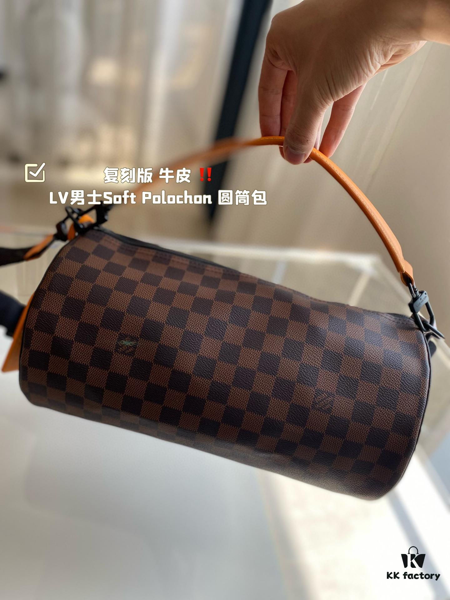 Replica Cowhide LV Men's Soft Polochon Cylindrical Bag