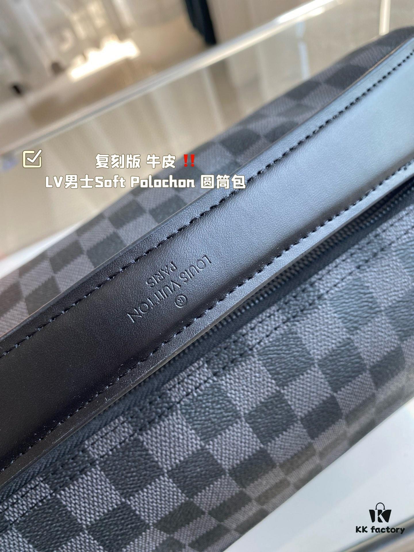 Replica Cowhide LV Men's Soft Polochon Cylindrical Bag