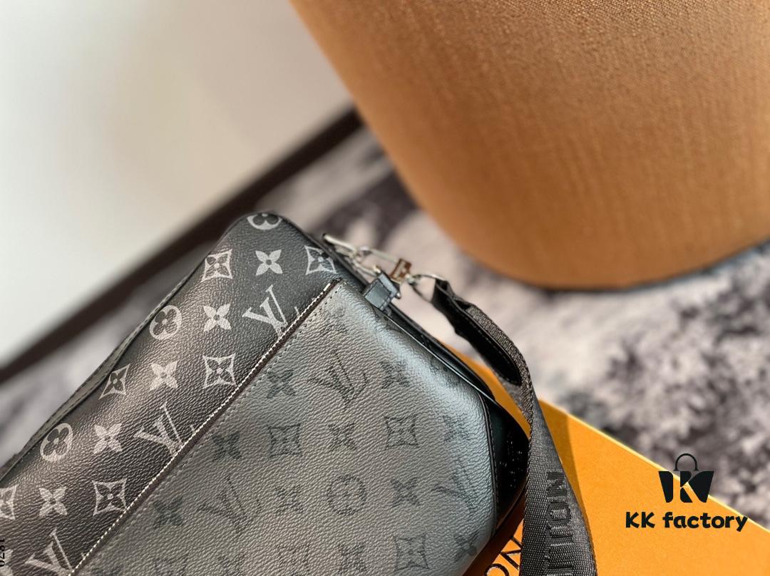 LV Men's Triple Combo Black Warrior Three-Piece Set Trio Messenger Bag