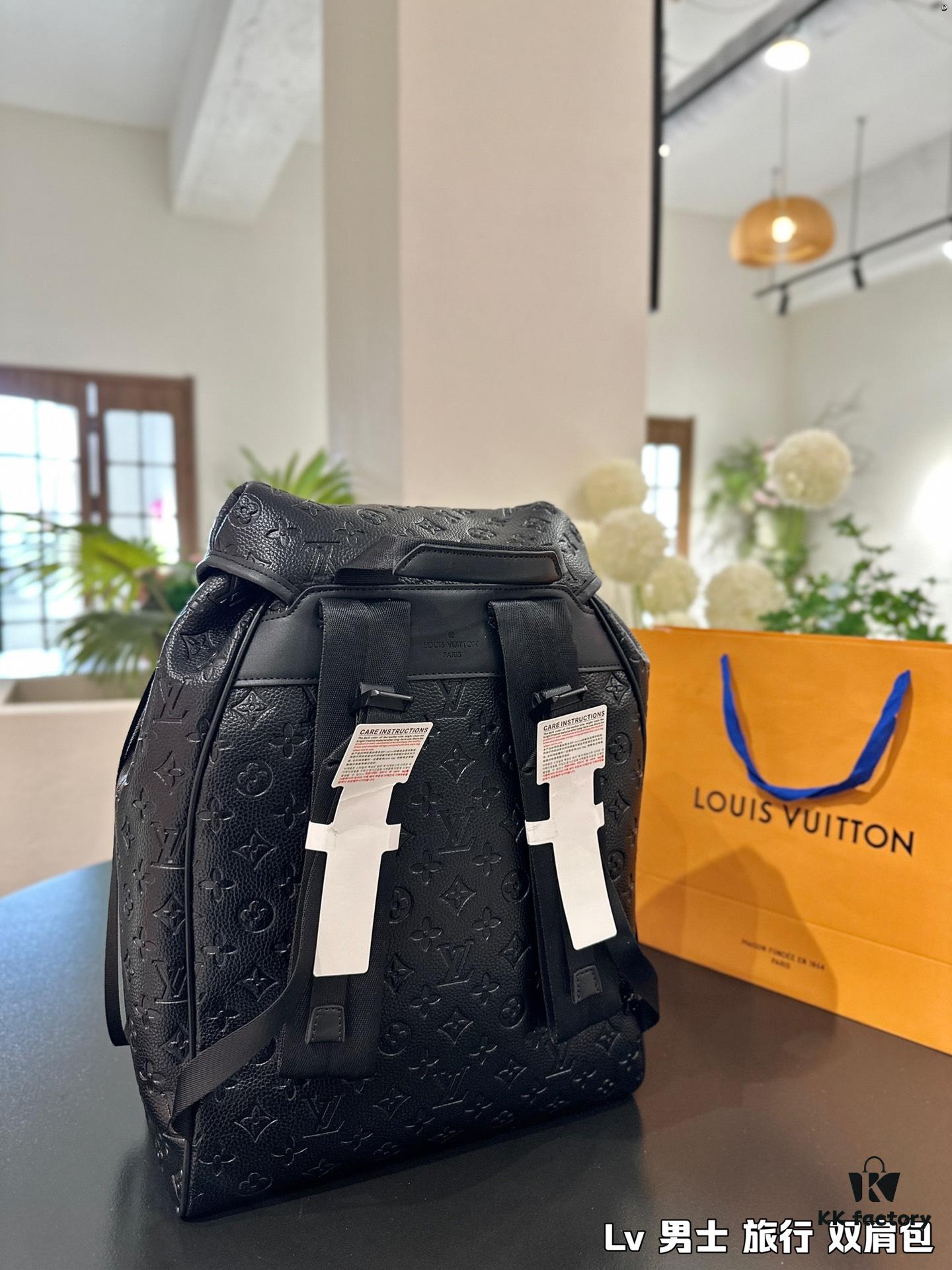 High-Value Backpack: Stylish and Versatile Canvas and Cowhide Hybrid Backpack with Classic LV Print, Perfect for Men