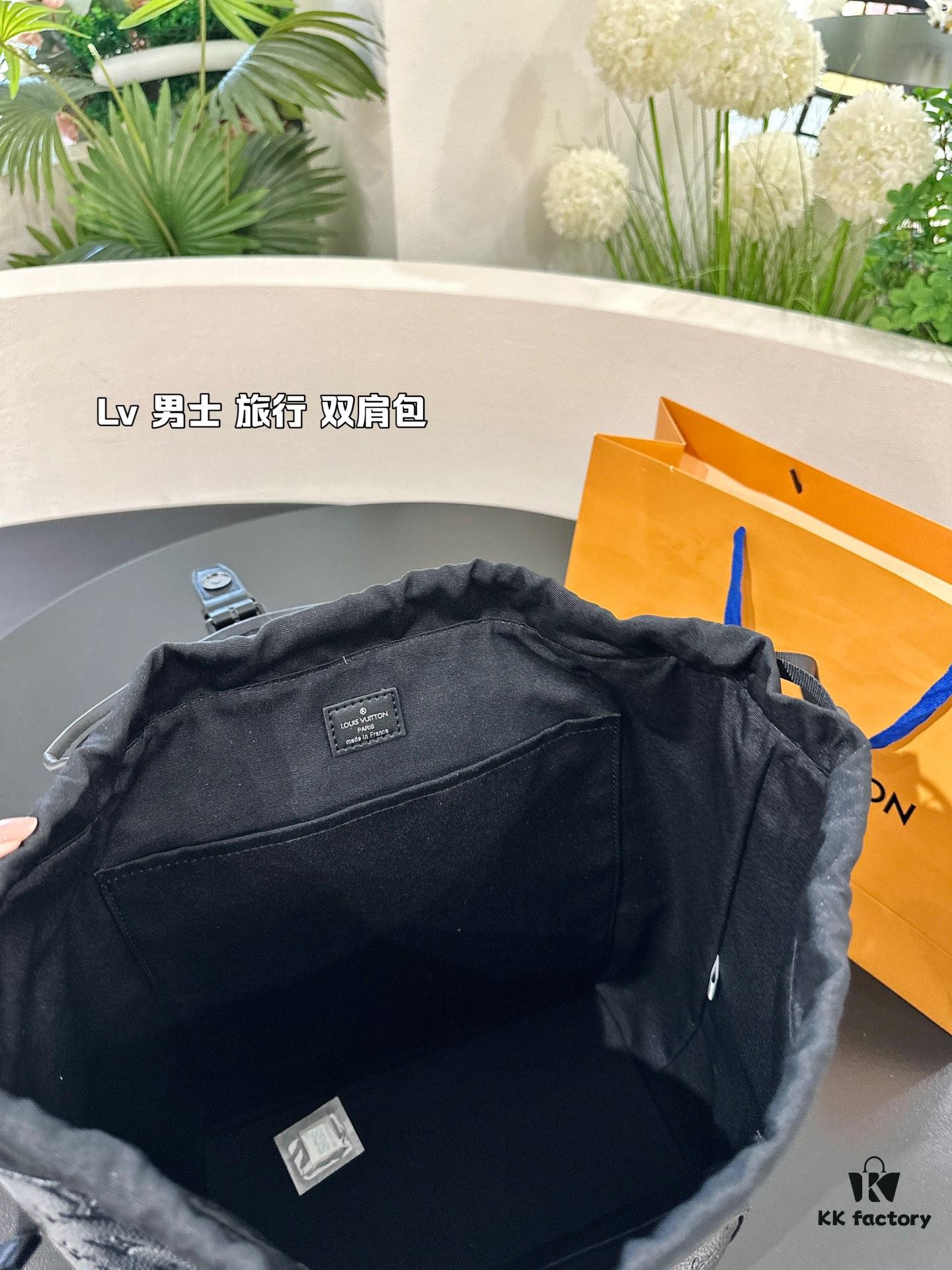 High-Value Backpack: Stylish and Versatile Canvas and Cowhide Hybrid Backpack with Classic LV Print, Perfect for Men