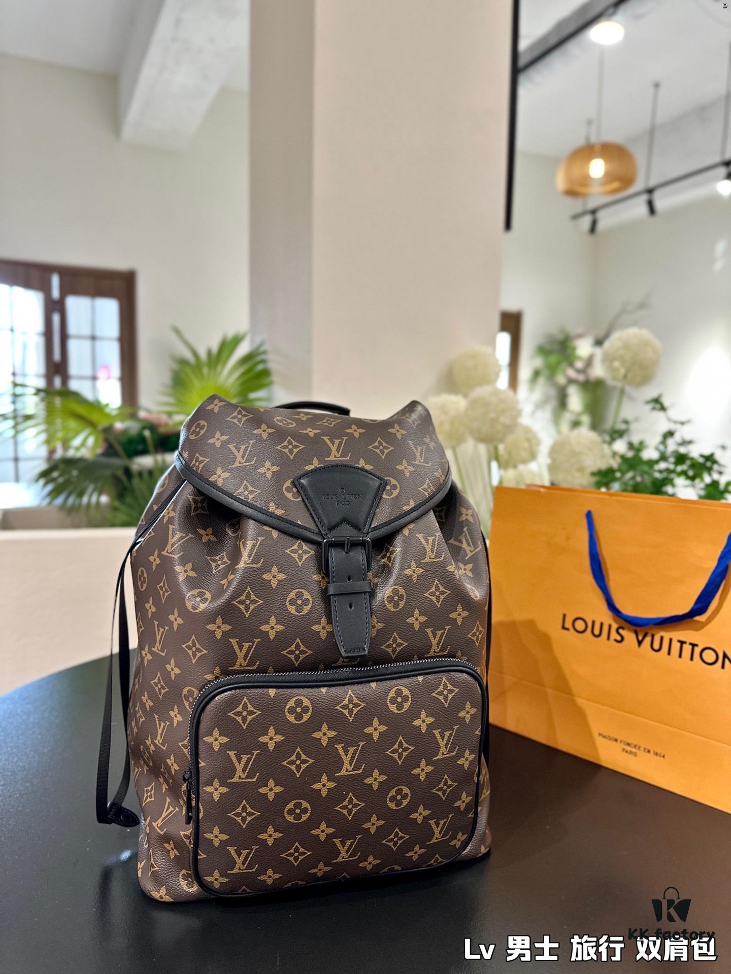 High-Value Backpack: Versatile Commuter Classic Monogram Canvas and Cowhide Backpack, Most Stylish LV-Style Backpack for Men