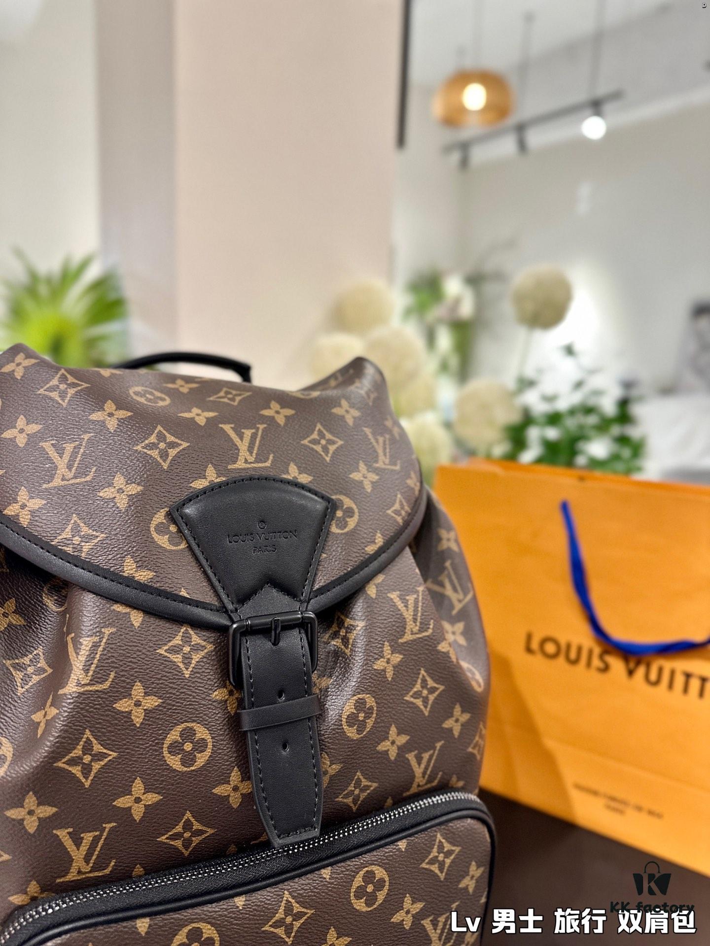 High-Value Backpack: Versatile Commuter Classic Monogram Canvas and Cowhide Backpack, Most Stylish LV-Style Backpack for Men
