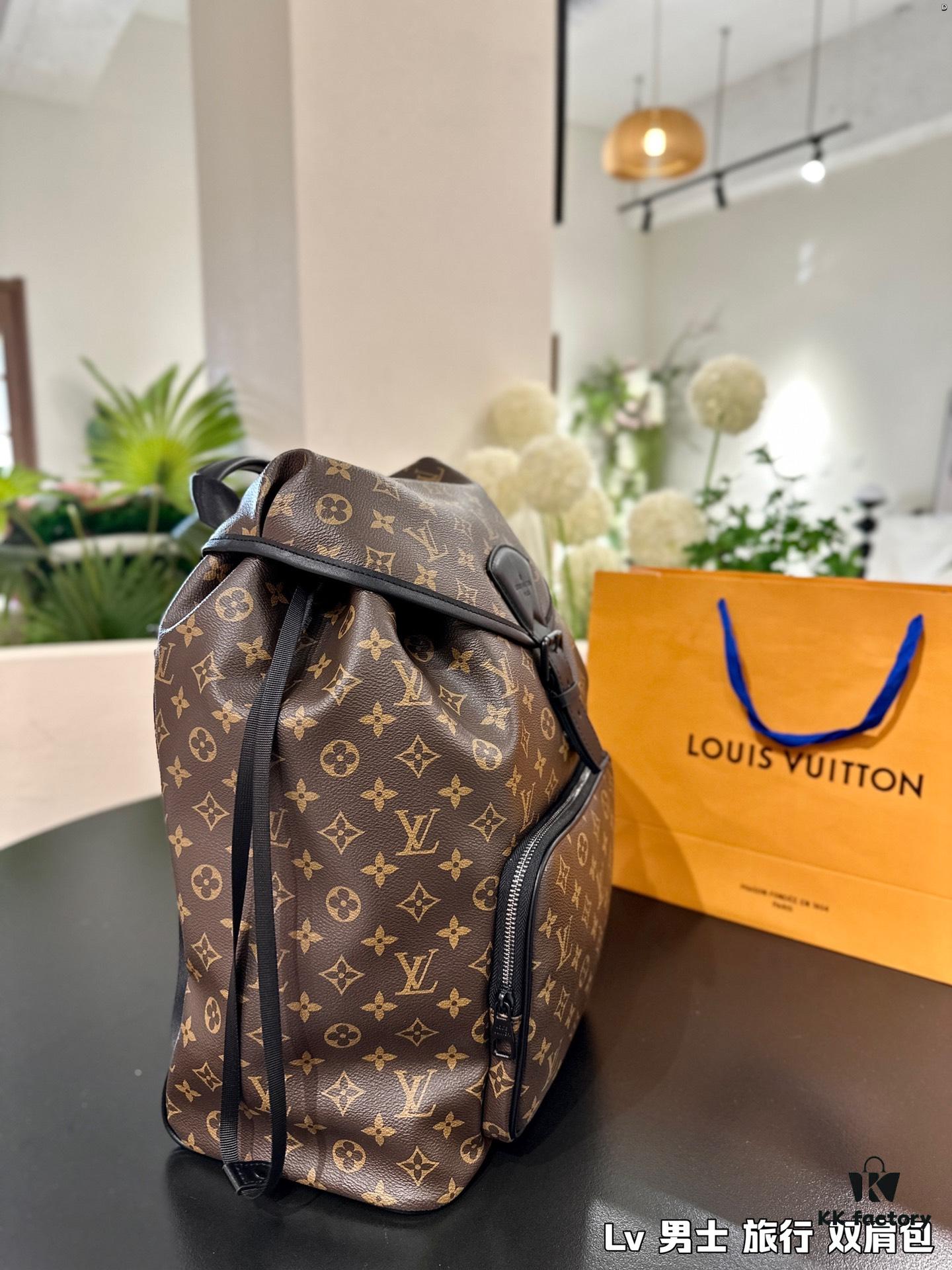 High-Value Backpack: Versatile Commuter Classic Monogram Canvas and Cowhide Backpack, Most Stylish LV-Style Backpack for Men