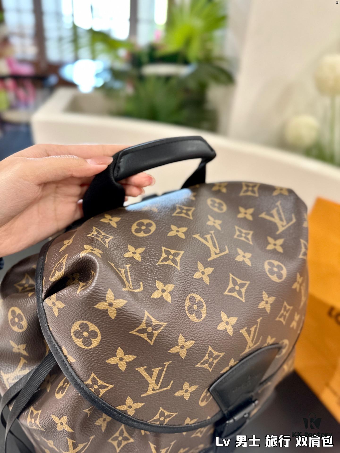 High-Value Backpack: Versatile Commuter Classic Monogram Canvas and Cowhide Backpack, Most Stylish LV-Style Backpack for Men