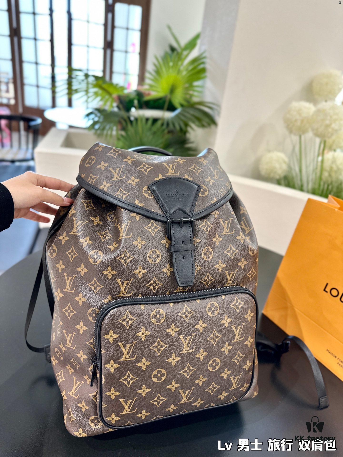 High-Value Backpack: Versatile Commuter Classic Monogram Canvas and Cowhide Backpack, Most Stylish LV-Style Backpack for Men