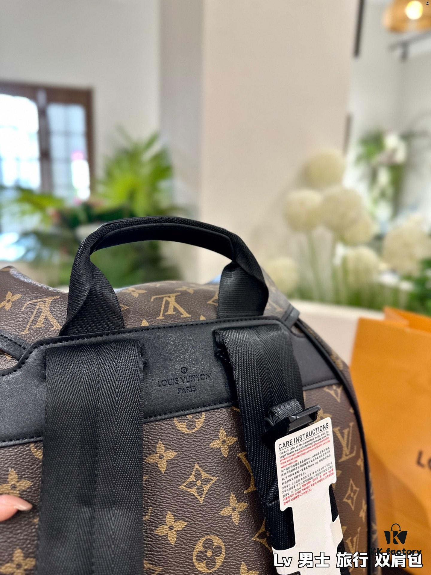 High-Value Backpack: Versatile Commuter Classic Monogram Canvas and Cowhide Backpack, Most Stylish LV-Style Backpack for Men