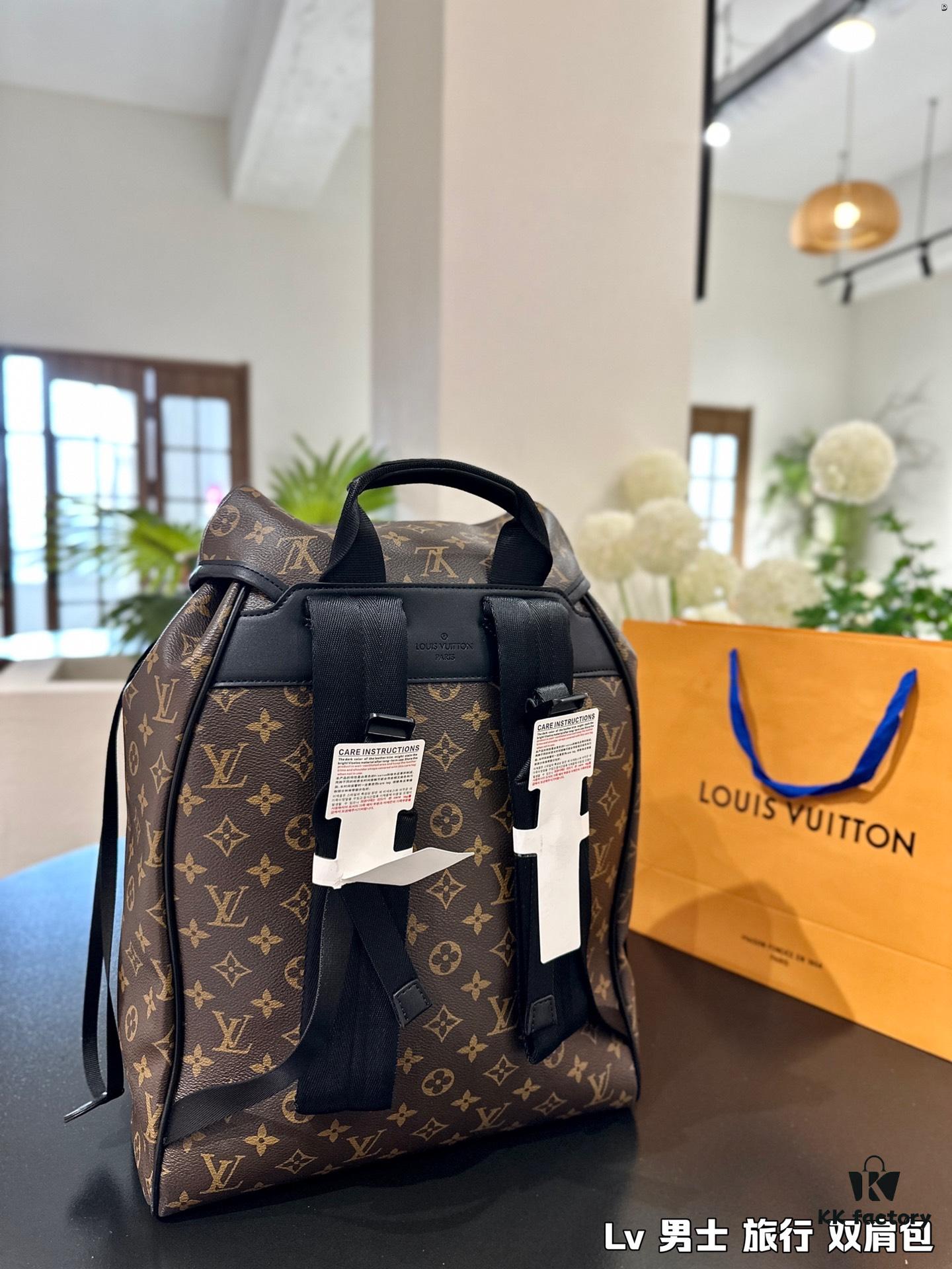 High-Value Backpack: Versatile Commuter Classic Monogram Canvas and Cowhide Backpack, Most Stylish LV-Style Backpack for Men