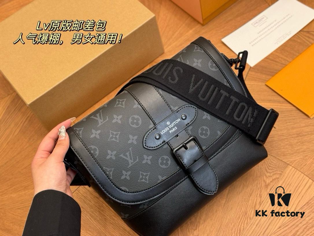 LV Men's Messenger Bag VOYAGER Foldable Box Plane Box Size: 25*22cm