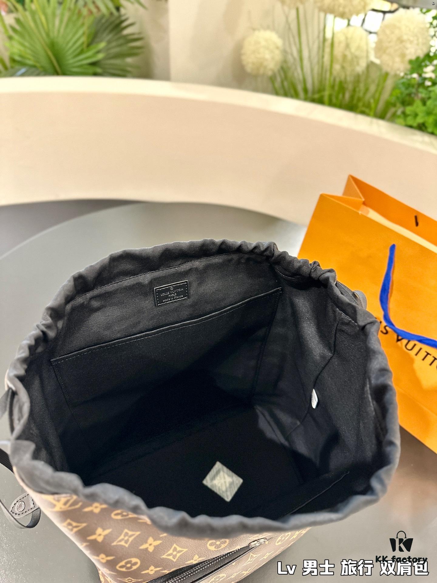 High-Value Backpack: Versatile Commuter Classic Monogram Canvas and Cowhide Backpack, Most Stylish LV-Style Backpack for Men