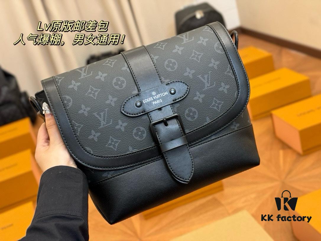 LV Men's Messenger Bag VOYAGER Foldable Box Plane Box Size: 25*22cm