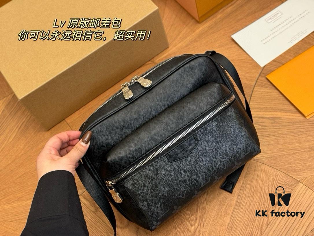 Foldable Box Aircraft Box Custom LV Men's High-Quality First-Layer Leather Crossbody Bag