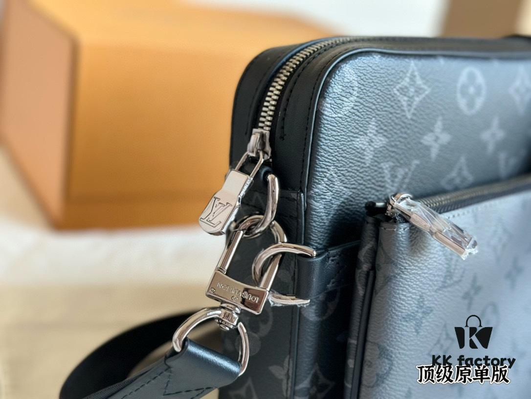 Top Quality Original LV Men's Triple Combo Black Warrior Three-Piece Set Trio Messenger Bag