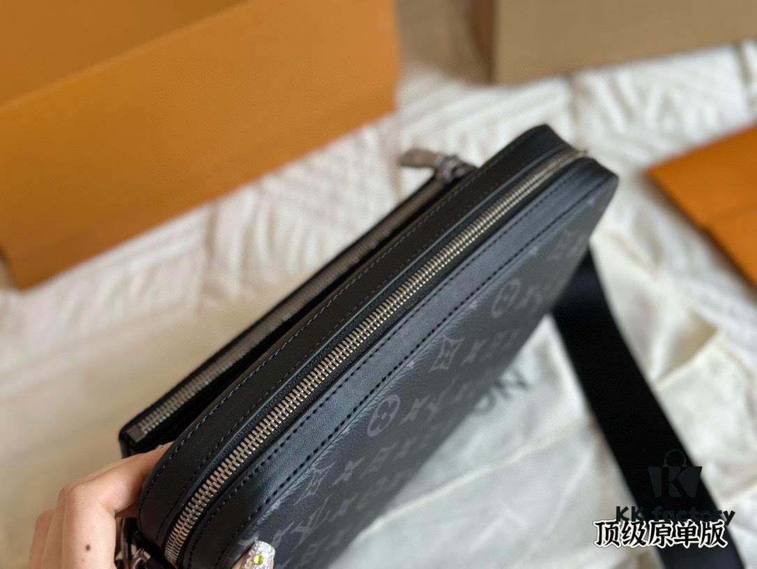 Top Quality Original LV Men's Triple Combo Black Warrior Three-Piece Set Trio Messenger Bag