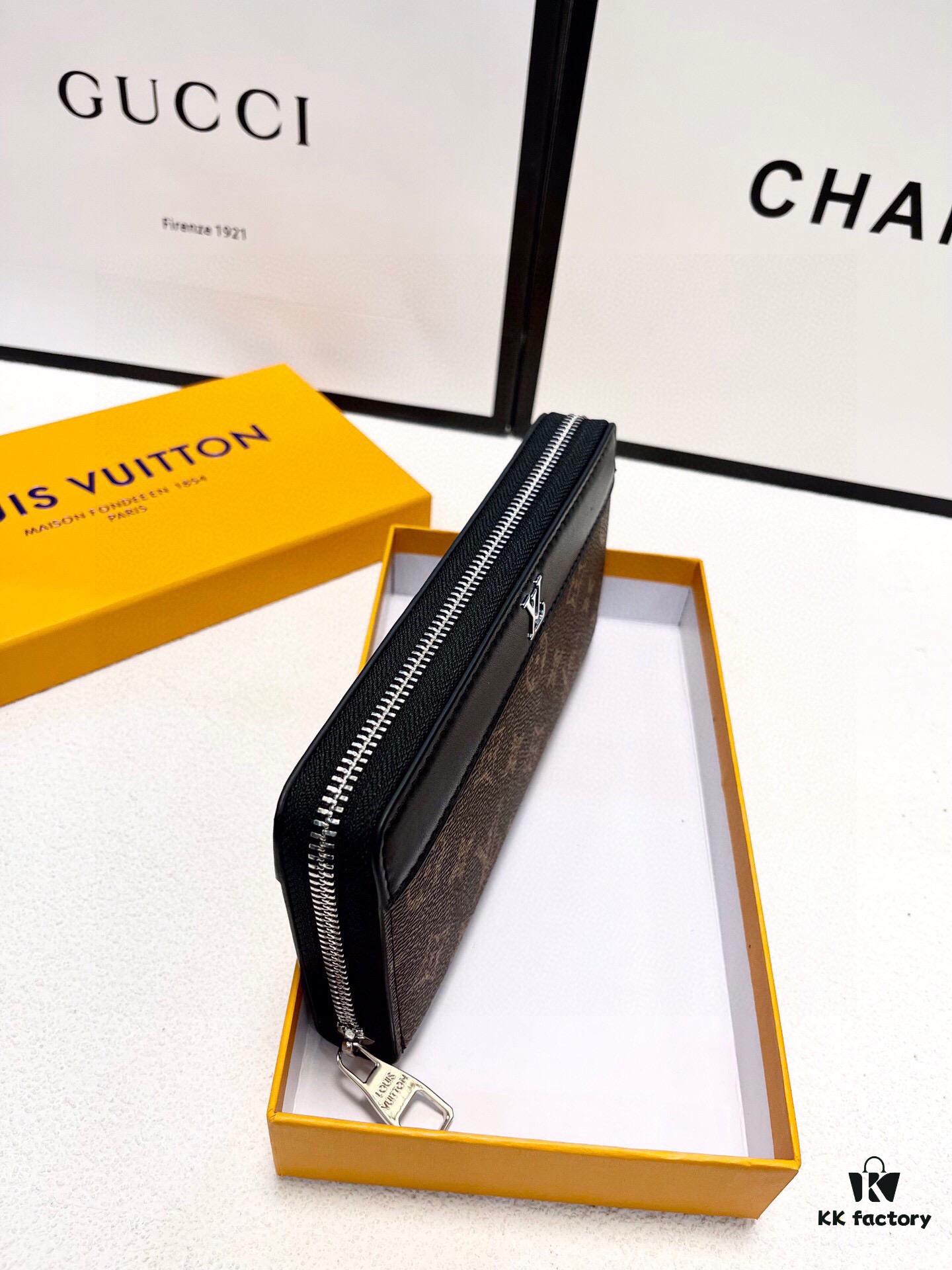 LV New Men's Hand Bag Black 21x11 Genuine Top Layer Cowhide Leather Multi-Card Large Capacity Wallet