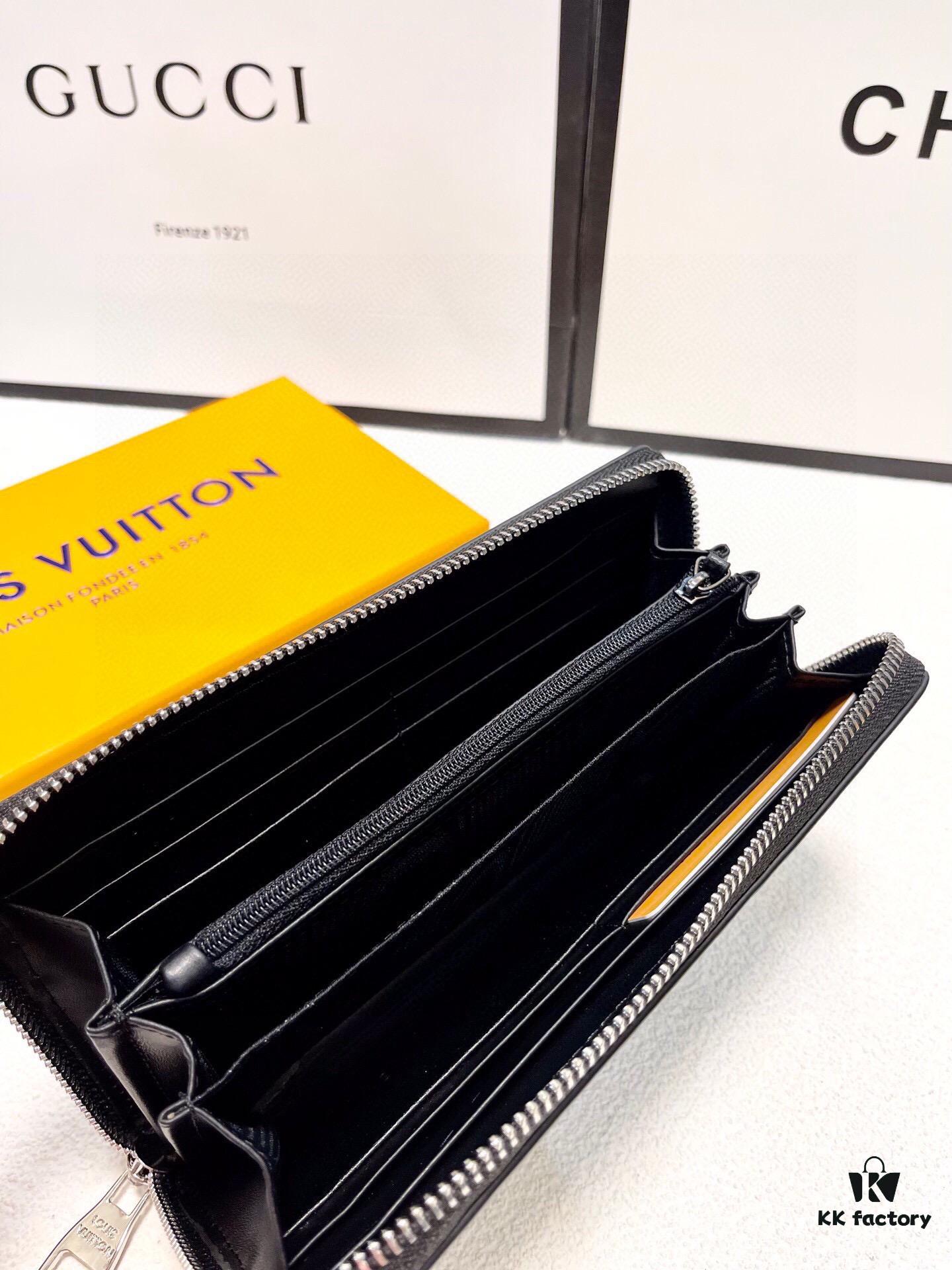 LV New Men's Hand Bag Black 21x11 Genuine Top Layer Cowhide Leather Multi-Card Large Capacity Wallet