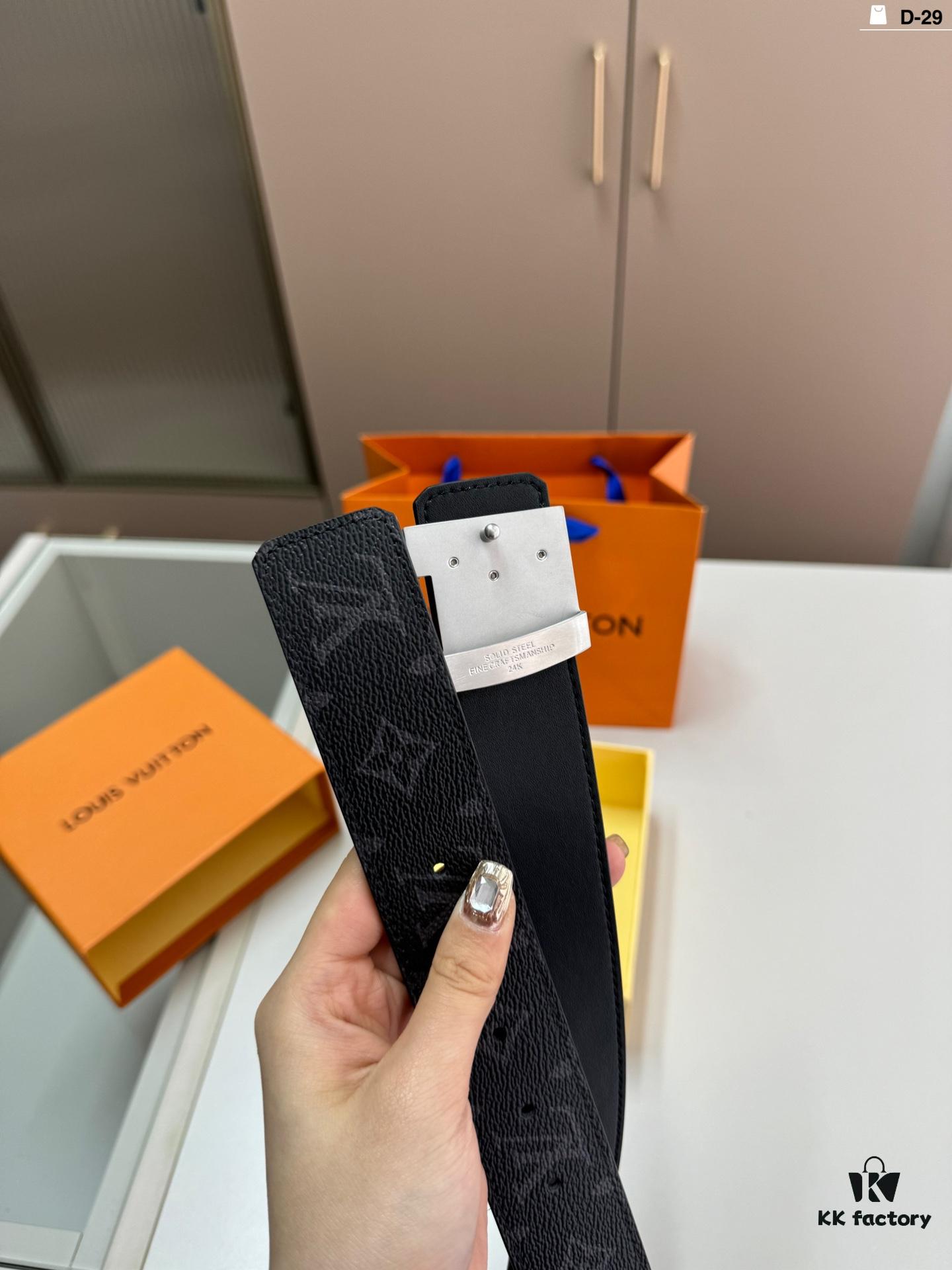 LV Leather Belt for Men, Full Set Packaging with Shopping Bag D-29