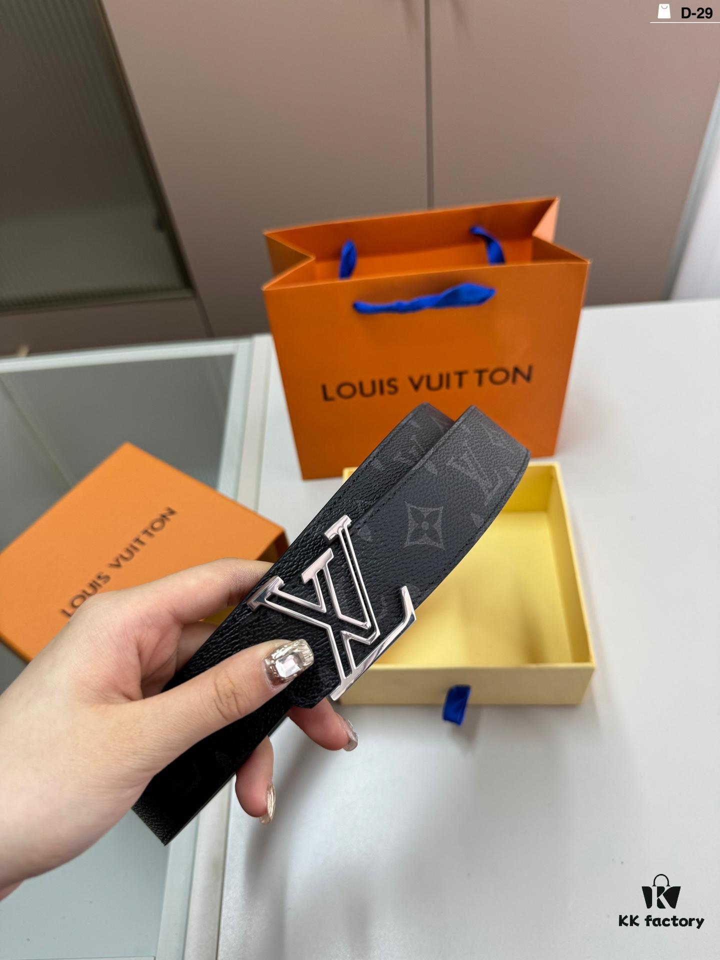 LV Leather Belt for Men, Full Set Packaging with Shopping Bag D-29