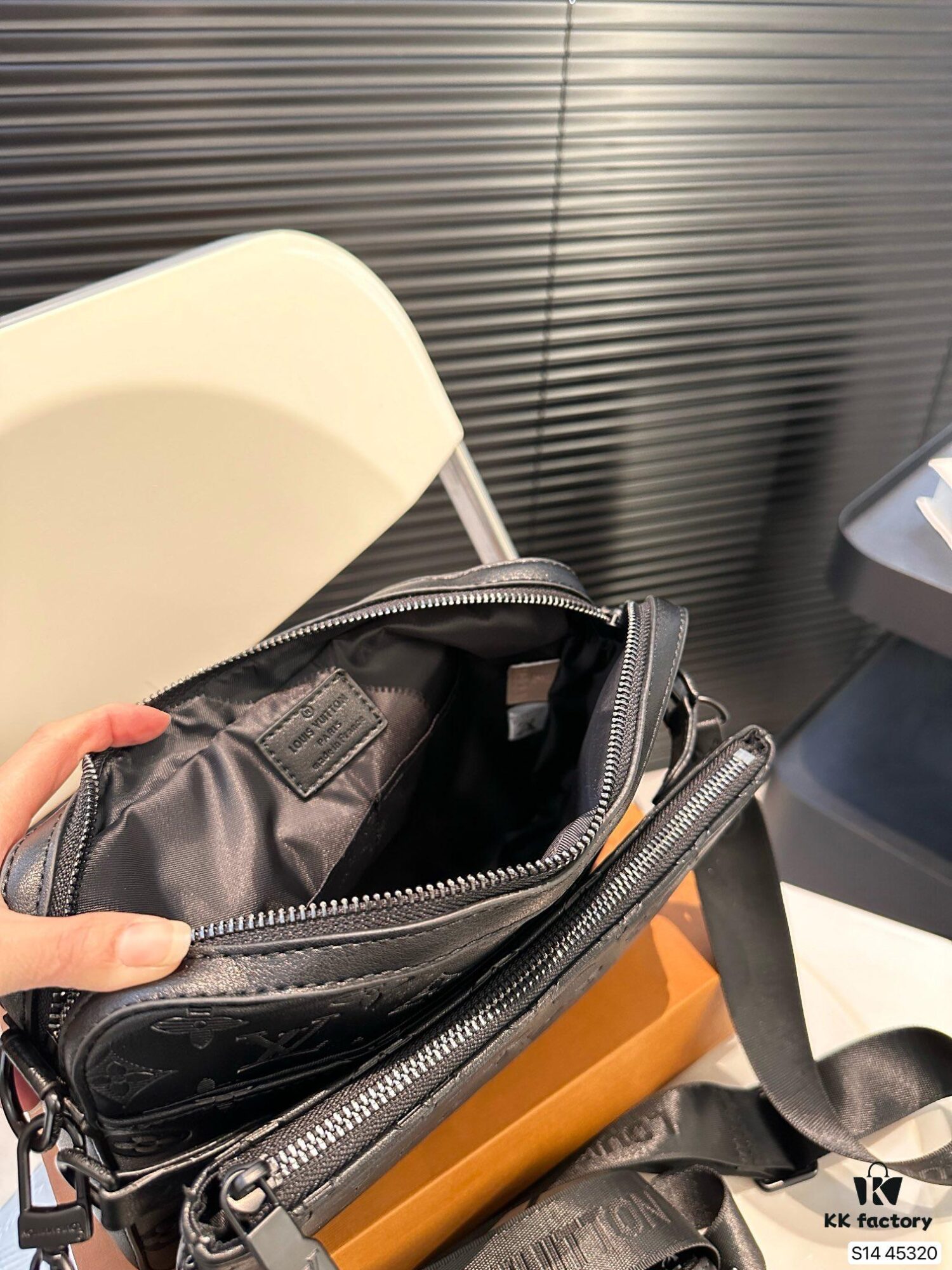 LV Men's Multi-Functional Messenger Bag with Foldable Box - Highly Sought After Tri-Combination Design