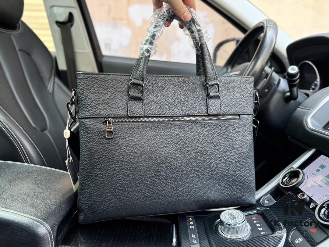 High-End New Arrival 'Louis Vuitton' LV Briefcase, Men's Leather Trim Briefcase, Premium Imported Original Fabric, High-Definition Metal Logo, Smooth Zippers, Fine Edging, Exquisite Craftsmanship