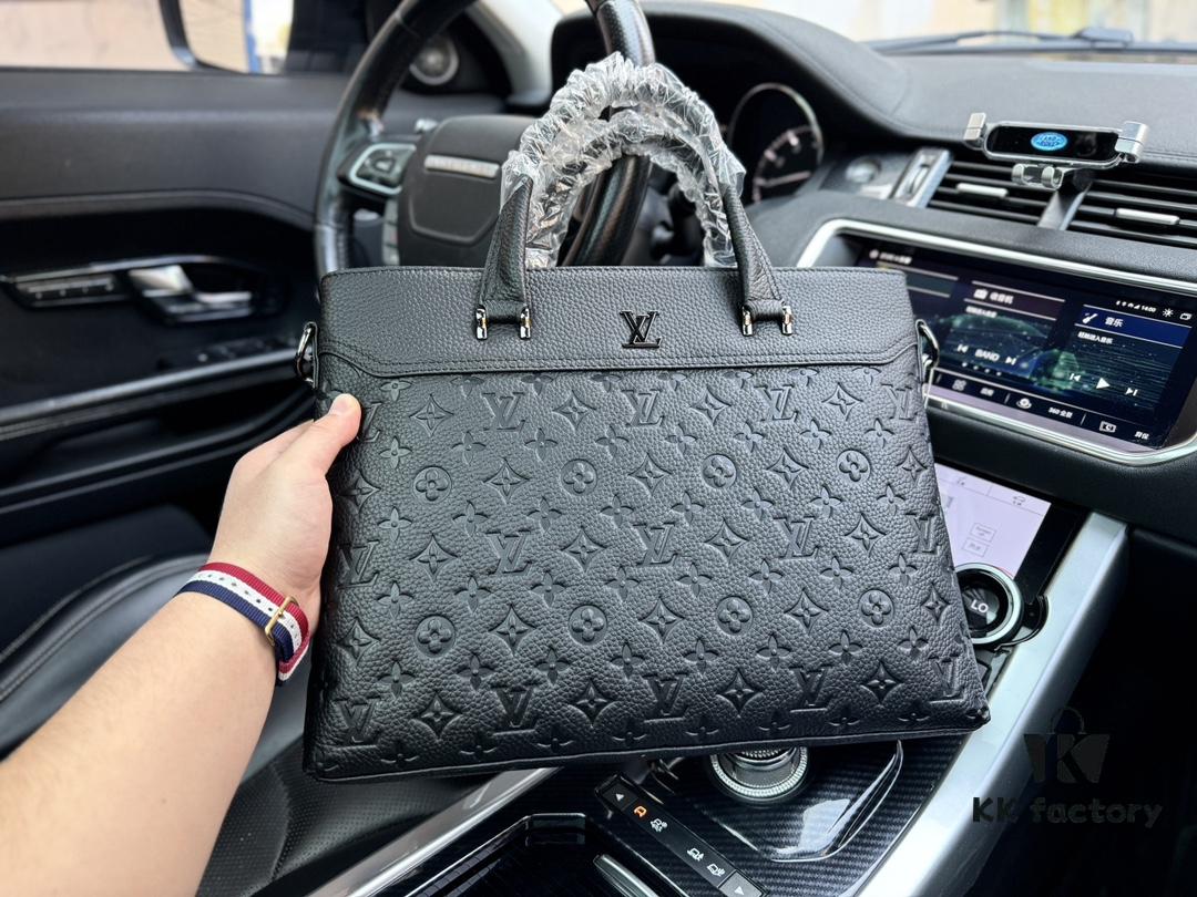 High-End New Arrival 'Louis Vuitton' LV Briefcase, Men's Leather Trim Briefcase, Premium Imported Original Fabric, High-Definition Metal Logo, Smooth Zippers, Fine Edging, Exquisite Craftsmanship