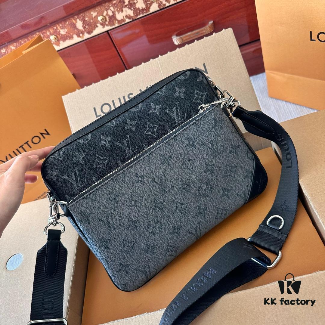 LV Gucci Men's Three-in-One Crossbody Bag, Foldable Gift Box Packaging, Original Order Quality, Imported Premium Fabric
