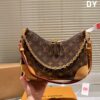Top Quality Original Single Pure Cowhide Full Steel Hardware LV Boulogne Messenger Bag Croissant Bag