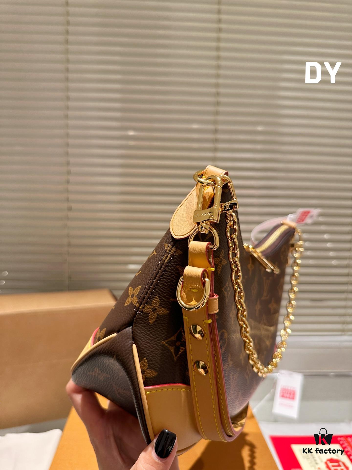 Top Quality Original Single Pure Cowhide Full Steel Hardware LV Boulogne Messenger Bag Croissant Bag