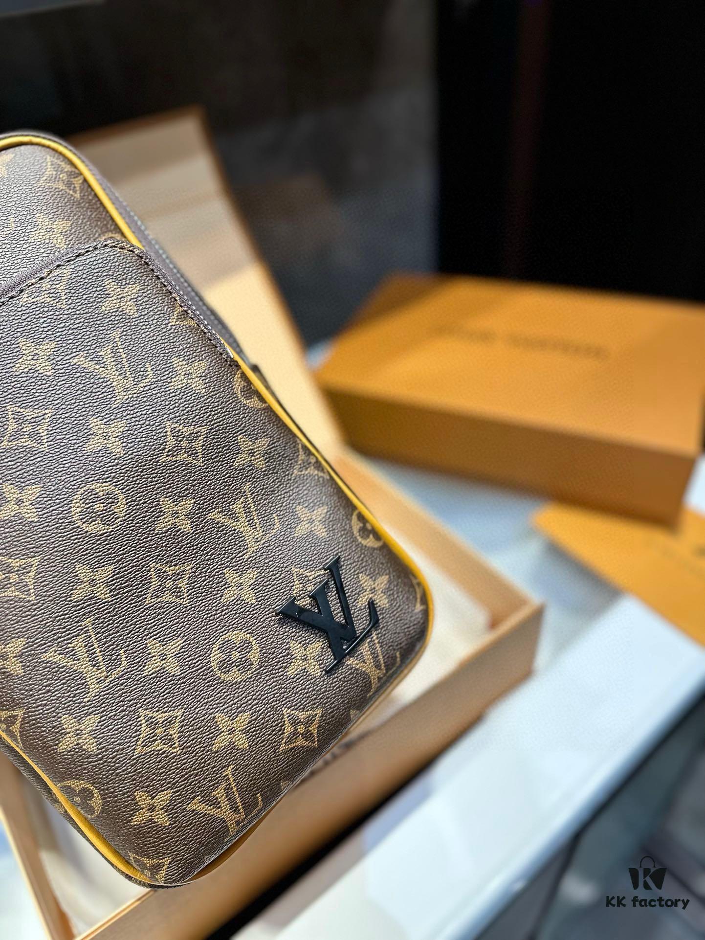 LV Louis Vuitton Men's 2023 New SAUMUR Classic Monogram Coated Canvas Crossbody Chest Bag