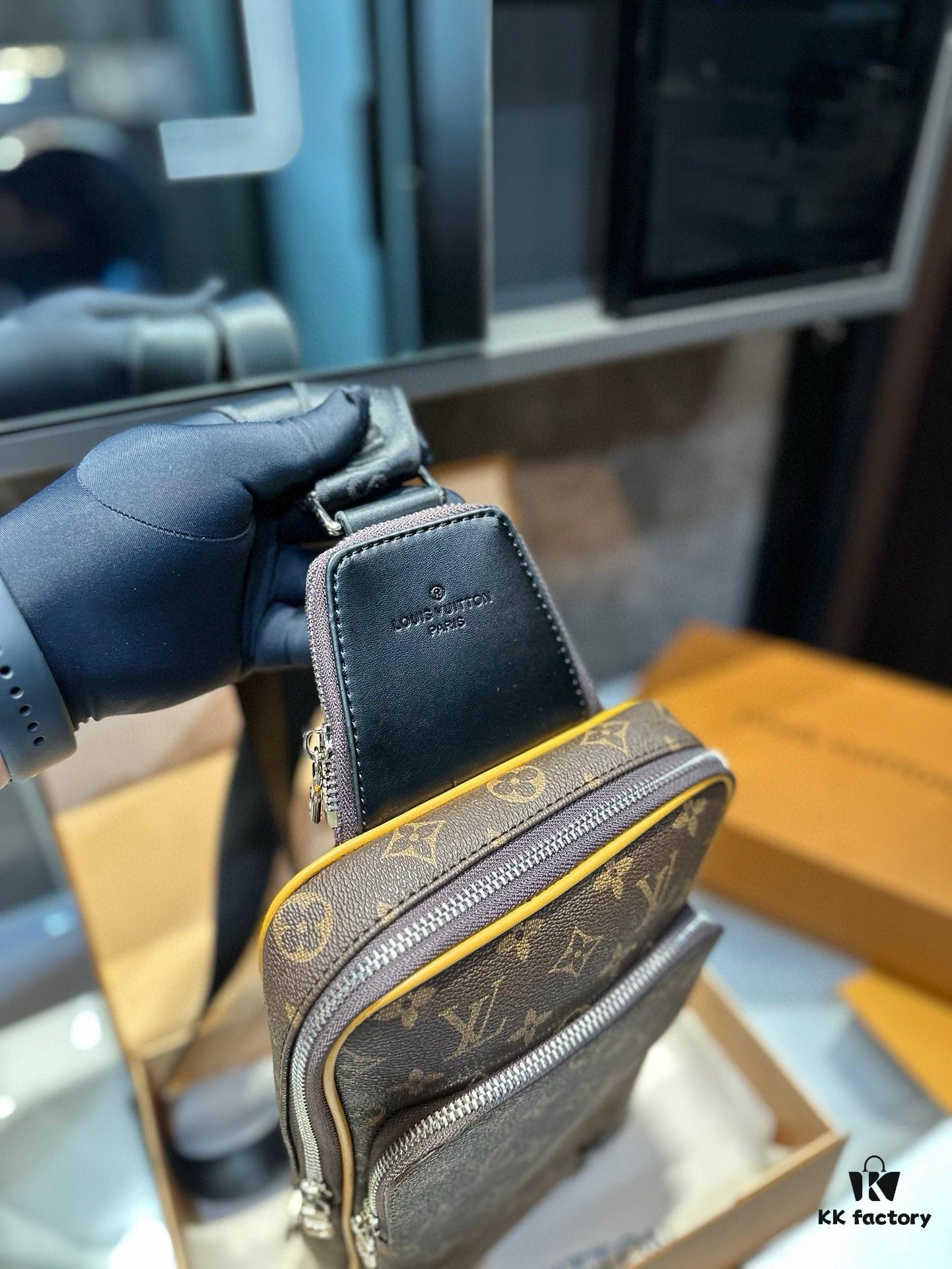 LV Louis Vuitton Men's 2023 New SAUMUR Classic Monogram Coated Canvas Crossbody Chest Bag