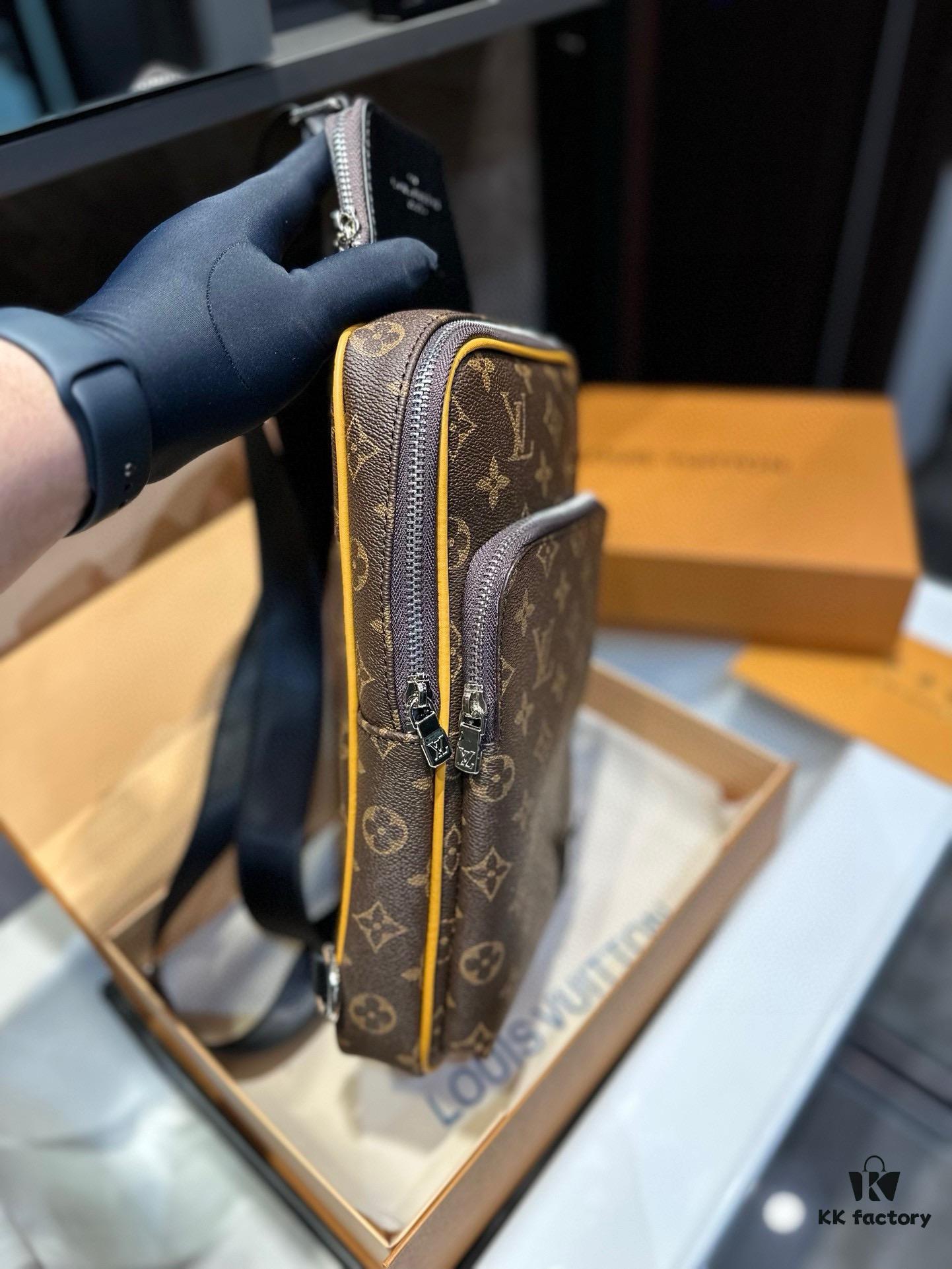 LV Louis Vuitton Men's 2023 New SAUMUR Classic Monogram Coated Canvas Crossbody Chest Bag