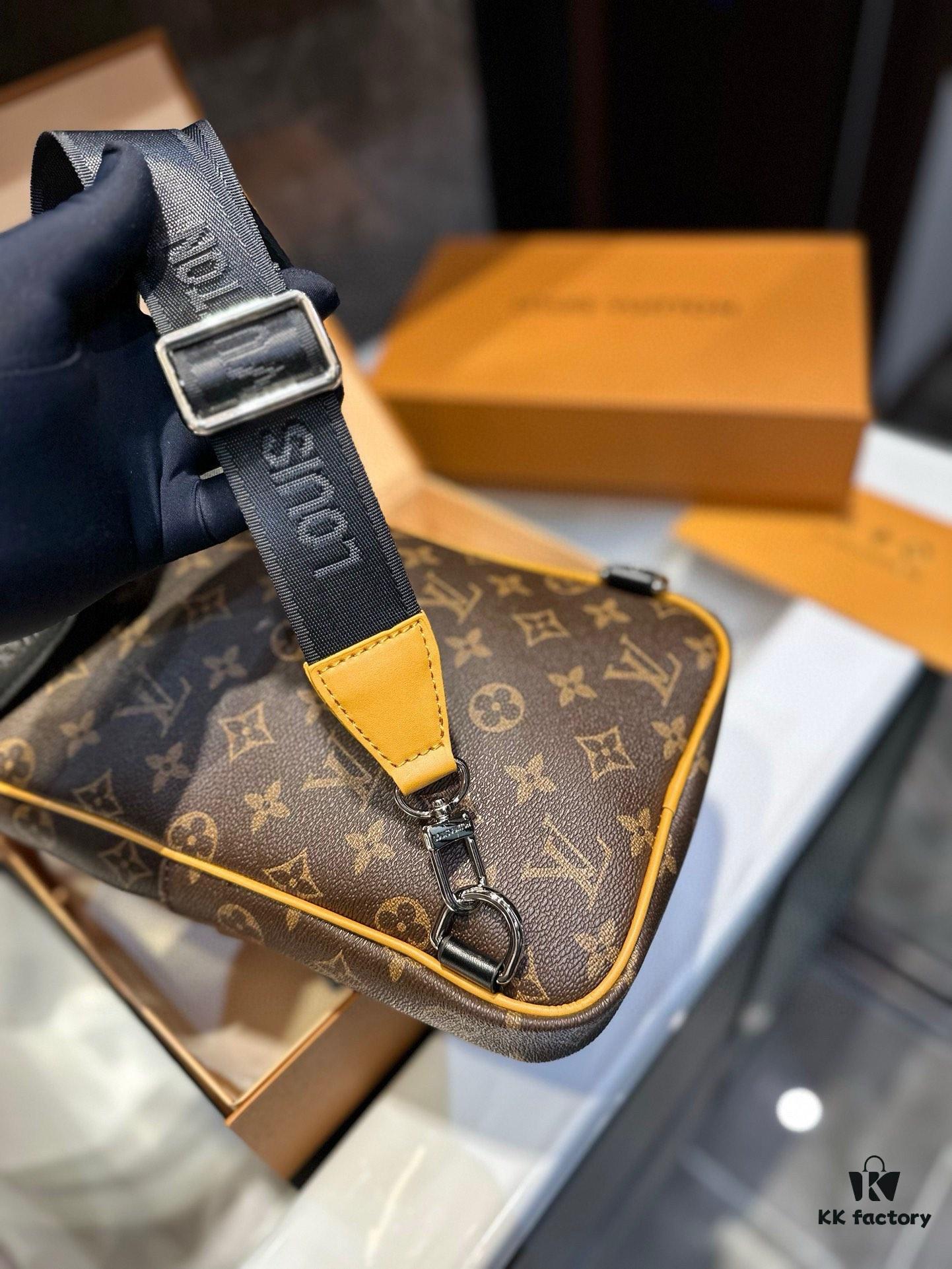 LV Louis Vuitton Men's 2023 New SAUMUR Classic Monogram Coated Canvas Crossbody Chest Bag