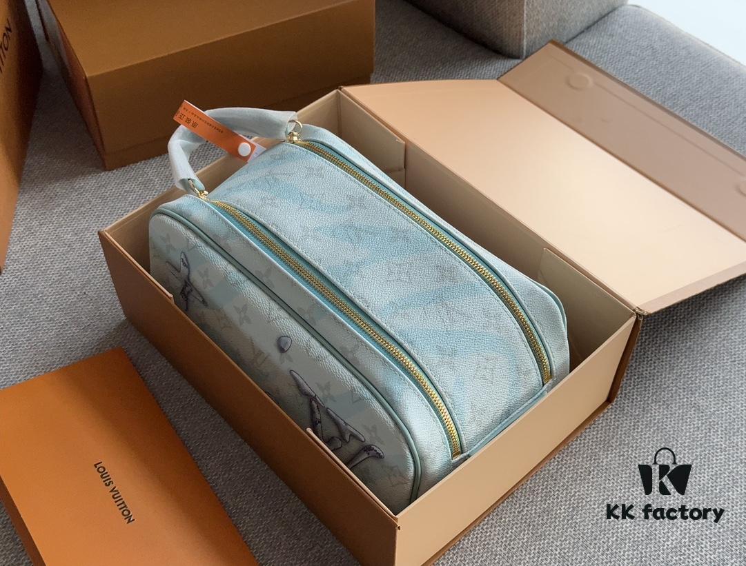 L Brand Makeup Bag, 26*16cm, Dual-Zip Travel Toiletry Case