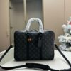 LV Men's Briefcase, Can Be Worn Crossbody or Carried by Hand, Spacious Capacity for Documents and Laptop, Black Classic Style, Extremely Durable Material, Ideal Choice for Business Men, Model D-112, Size 34x7x27 cm, Foldable Box