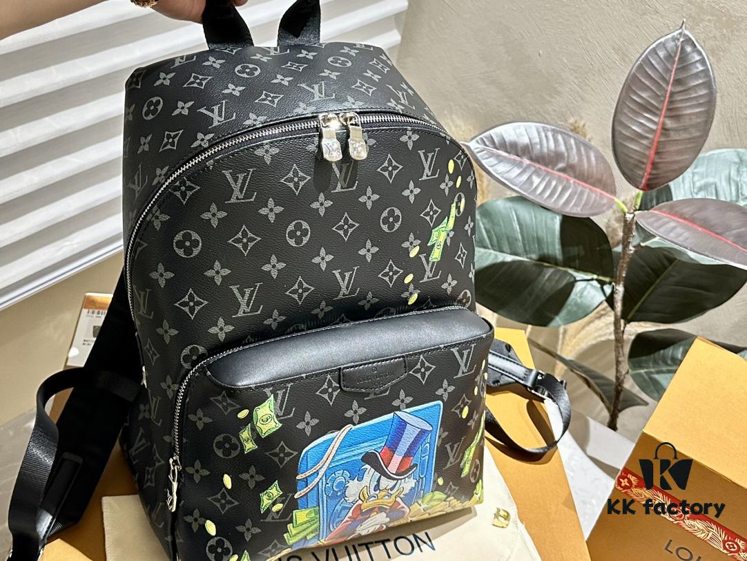 Authentic LV Men's Discovery Donald Duck Graffiti Backpack in Genuine Cowhide