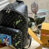 Authentic LV Men's Discovery Donald Duck Graffiti Backpack in Genuine Cowhide