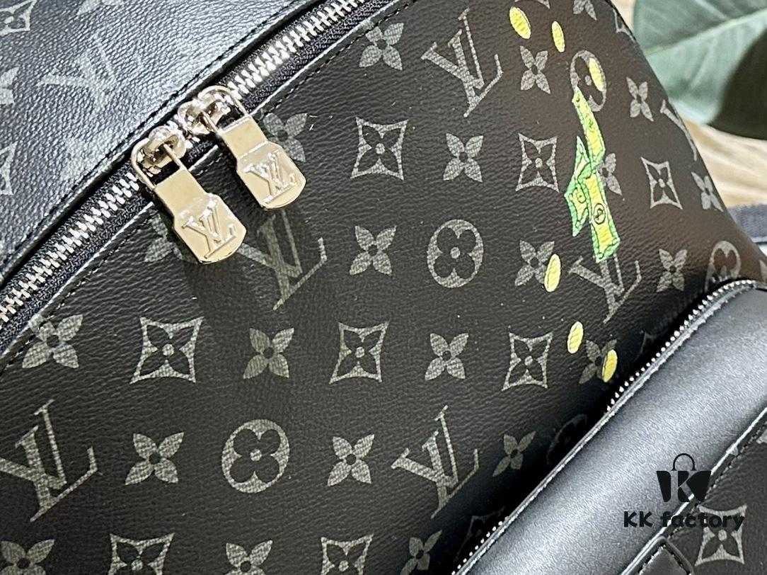 Authentic LV Men's Discovery Donald Duck Graffiti Backpack in Genuine Cowhide