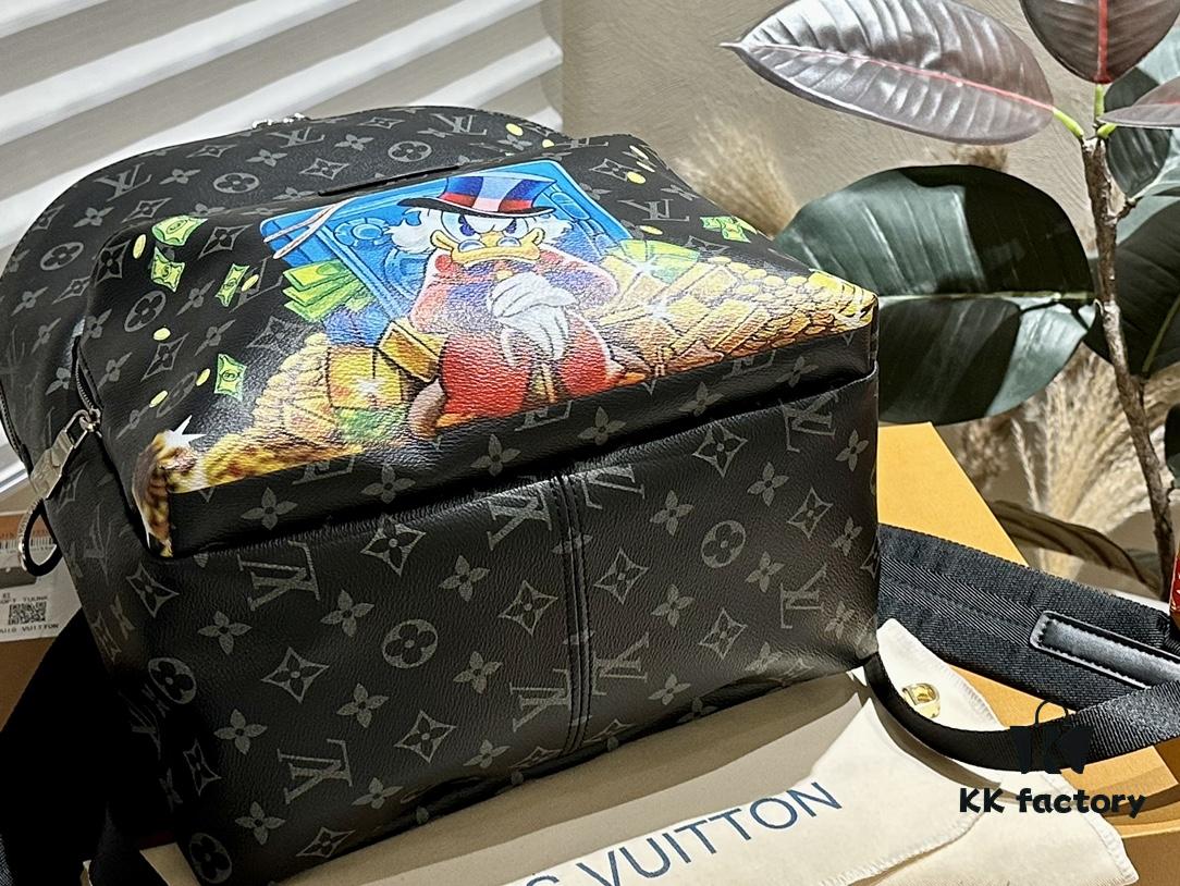 Authentic LV Men's Discovery Donald Duck Graffiti Backpack in Genuine Cowhide