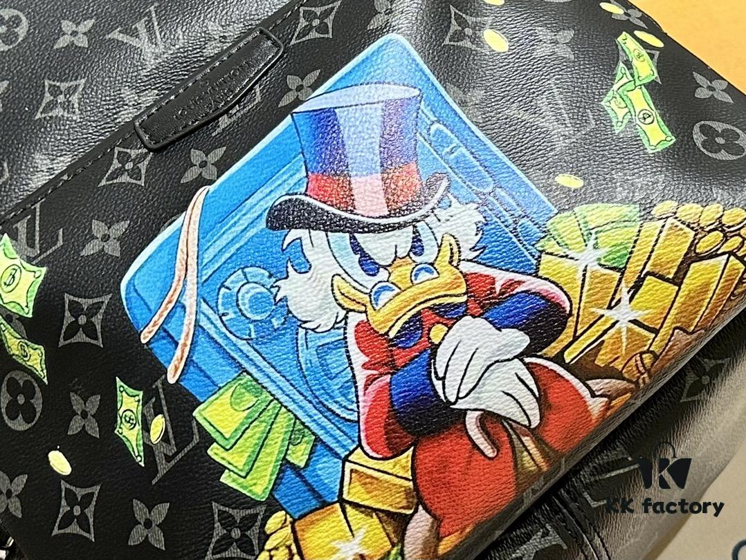 Authentic LV Men's Discovery Donald Duck Graffiti Backpack in Genuine Cowhide