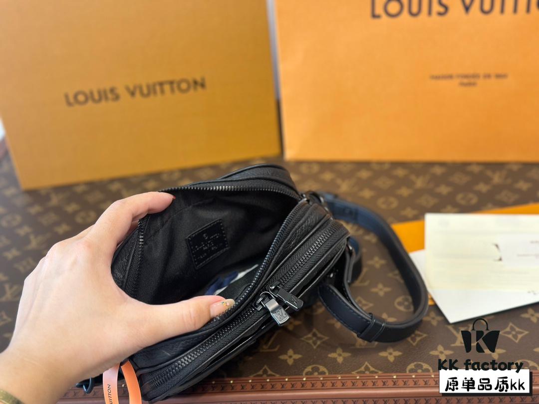 LV Latest Men's Camera Bag Nano Alpha Black Floral Embossing Full Set Packaging