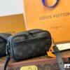 LV Latest Men's Camera Bag Nano Alpha Black Floral Embossing Full Set Packaging