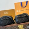 LV Latest Men's Camera Bag Nano Alpha Black Floral Embossing Full Set Packaging