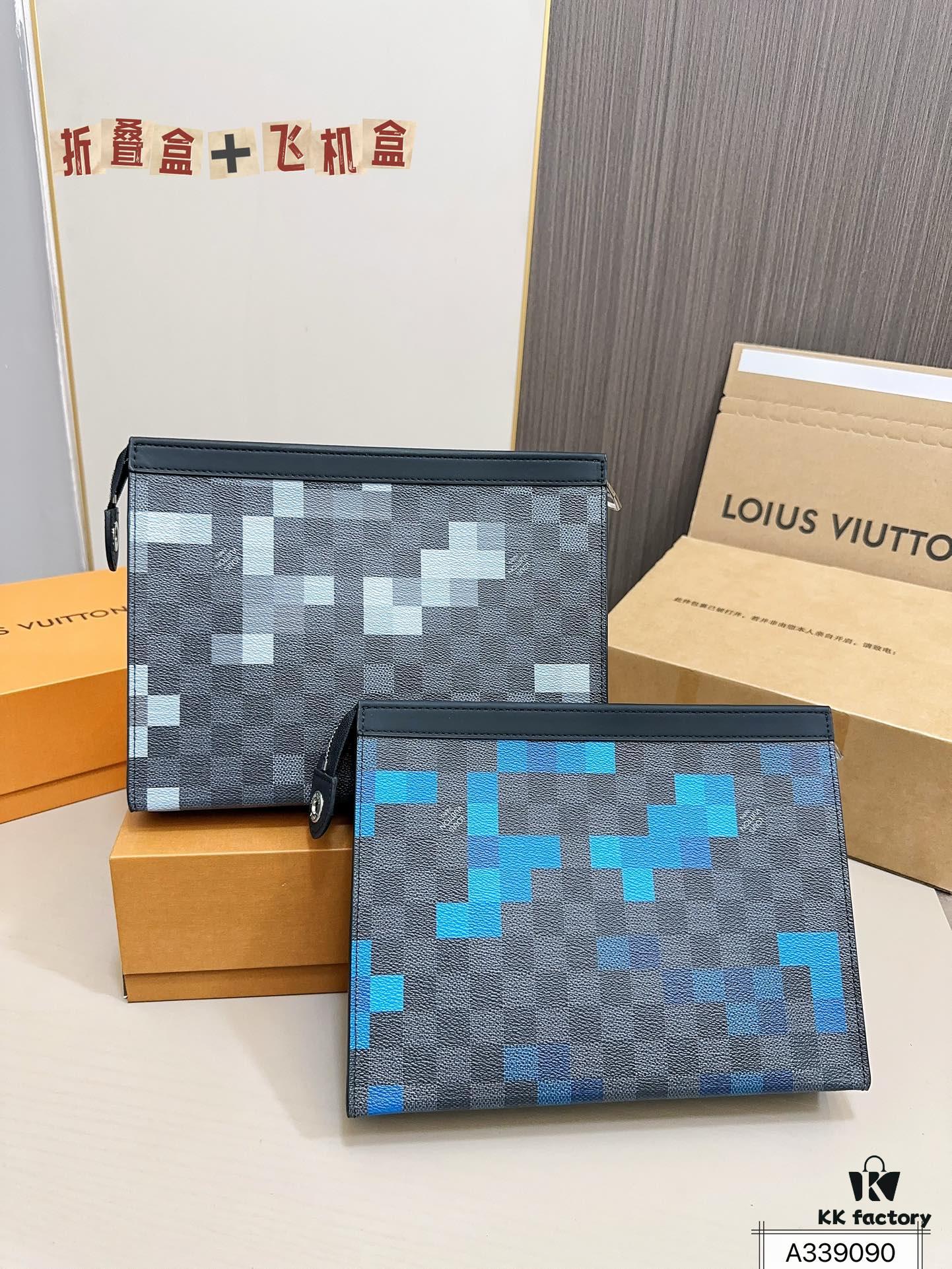 LV Men's Clutch Bag, Full Set Packaging, Dimensions 28 x 22