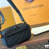 LV Latest Men's Camera Bag Nano Alpha Black Floral Embossing Full Set Packaging
