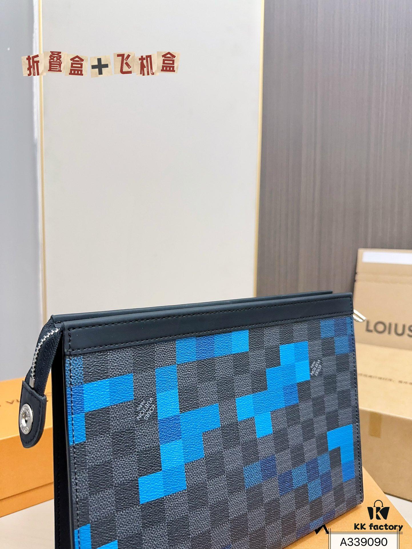 LV Men's Clutch Bag, Full Set Packaging, Dimensions 28 x 22