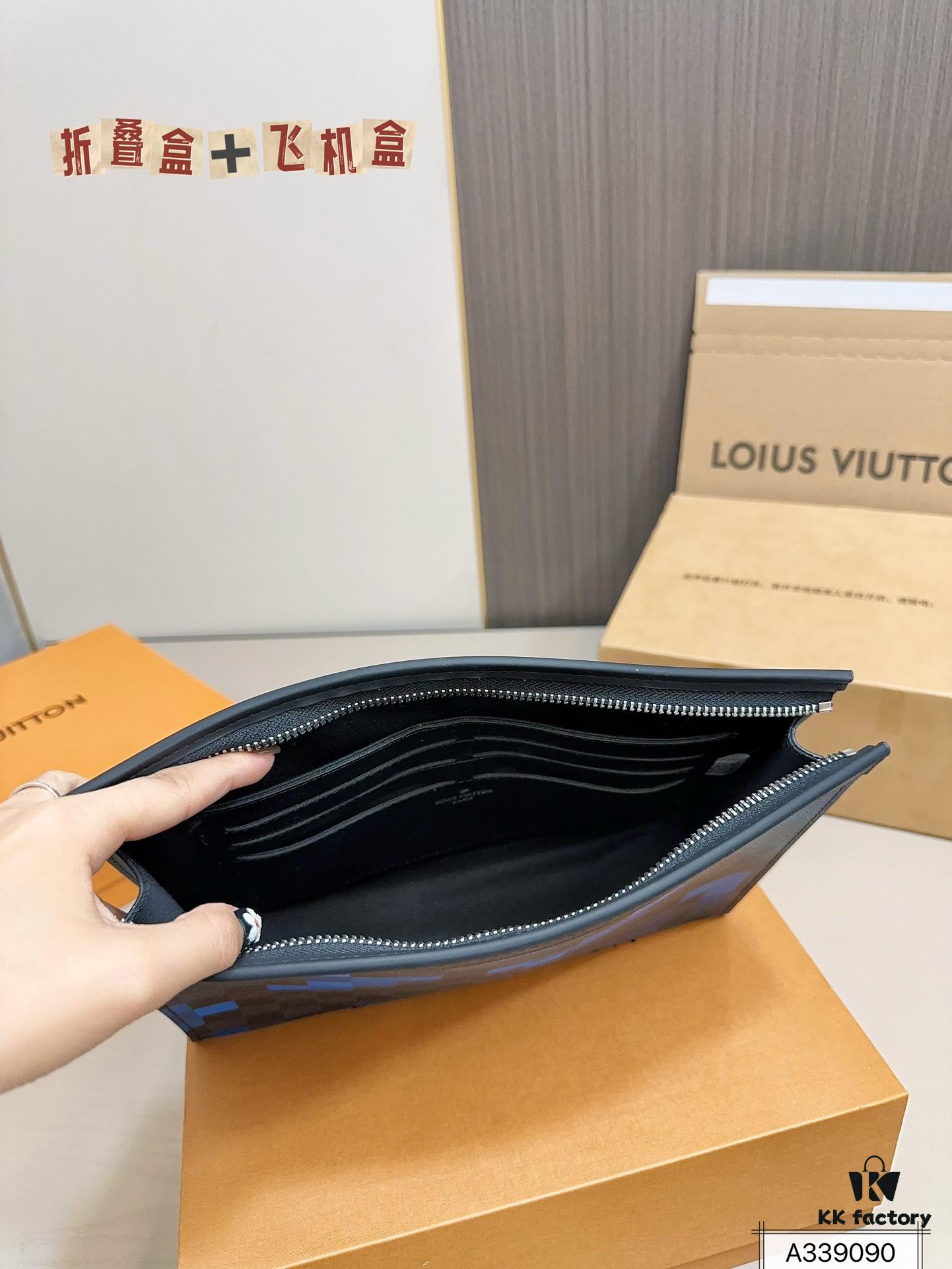 LV Men's Clutch Bag, Full Set Packaging, Dimensions 28 x 22